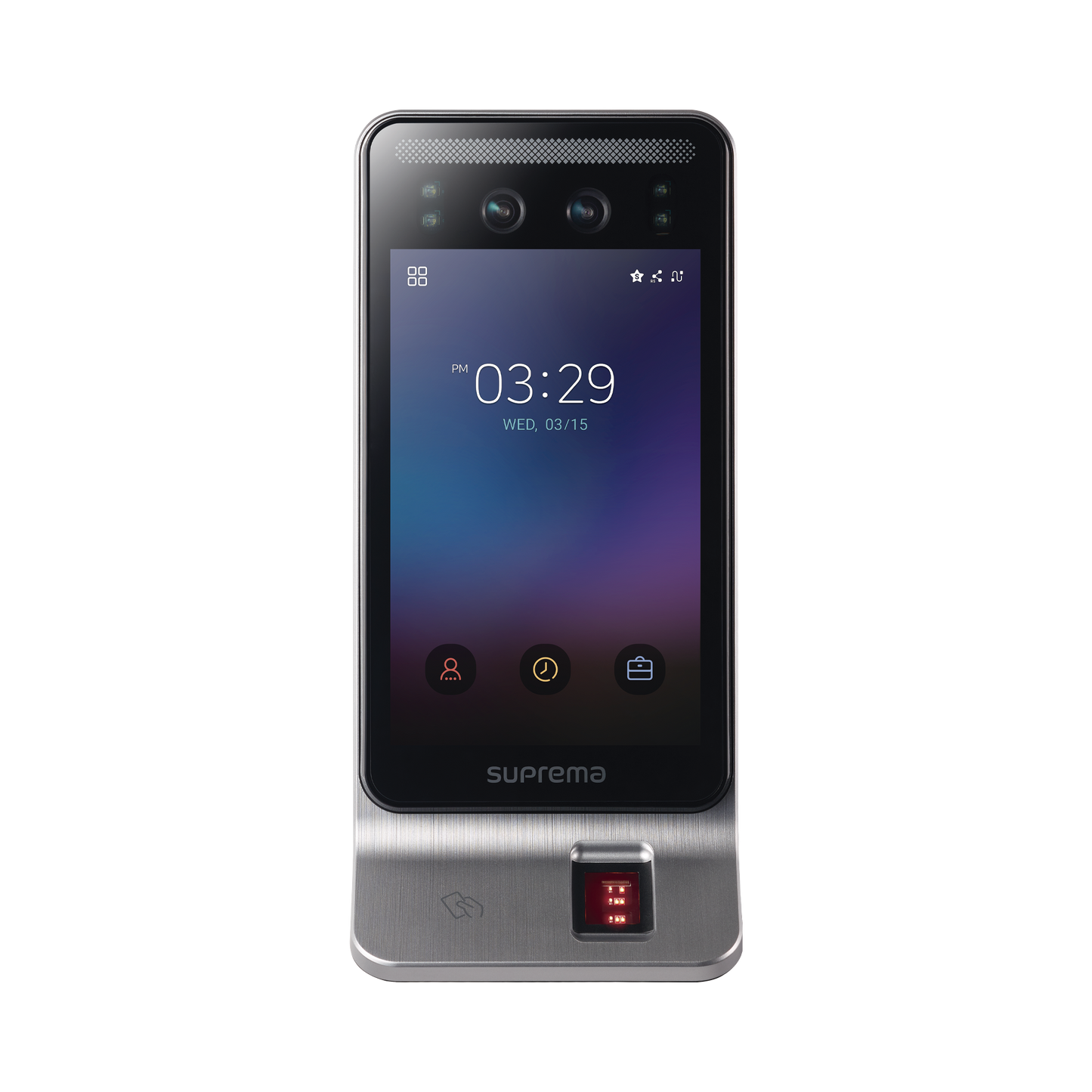 FSF2ODB Lector Multi-tecnologia con detector de cubrebocas- Reconocimiento Facial, Huella, Tarjeta Móvil y lector de RFID(125kHz EM & 13.56 Mhz MIFARE) Compatible con BioStar2, Uso para Control de Acceso y Asistencia