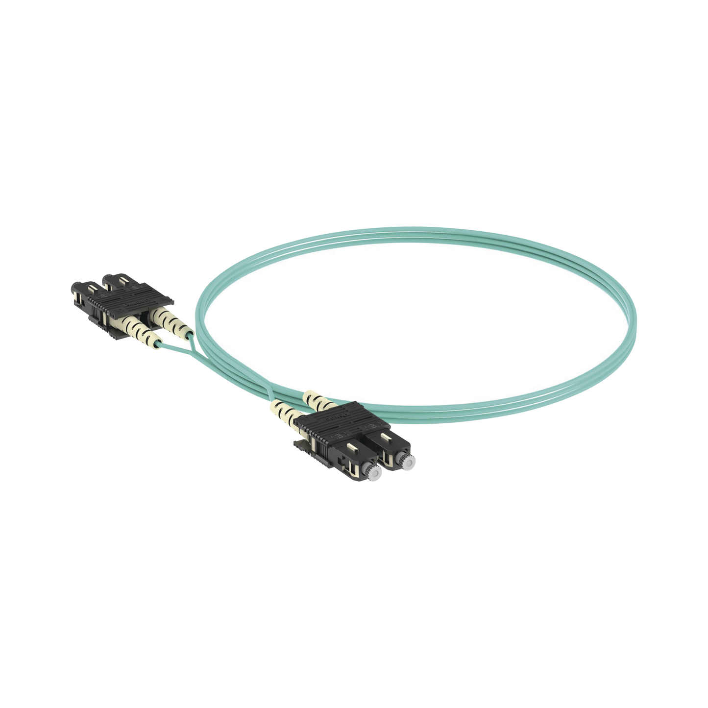 FX23RSNSNSNM003 - Jumper de Fibra Optica Multimodo 50/125 OM3, SC-SC Duplex, OFNR (Riser), Color Aqua, 3 Metros (9.84 Pies)