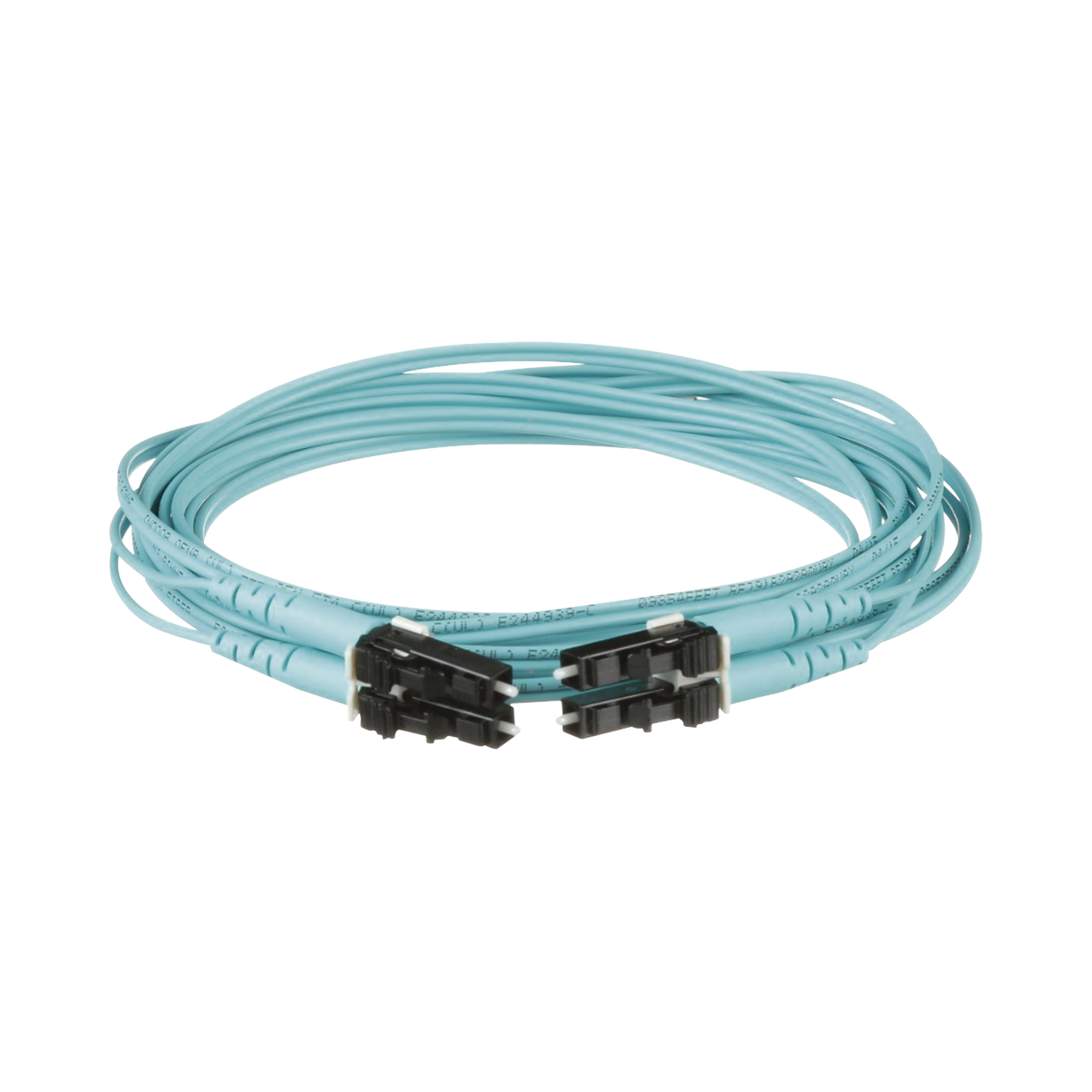 FX2ERLNLNSNM003 - Jumper de Fibra Optica Multimodo 50/125 OM3, LC-LC Duplex, OFNR (Riser), Color Aqua, 3 Metros (9.84 Pies)