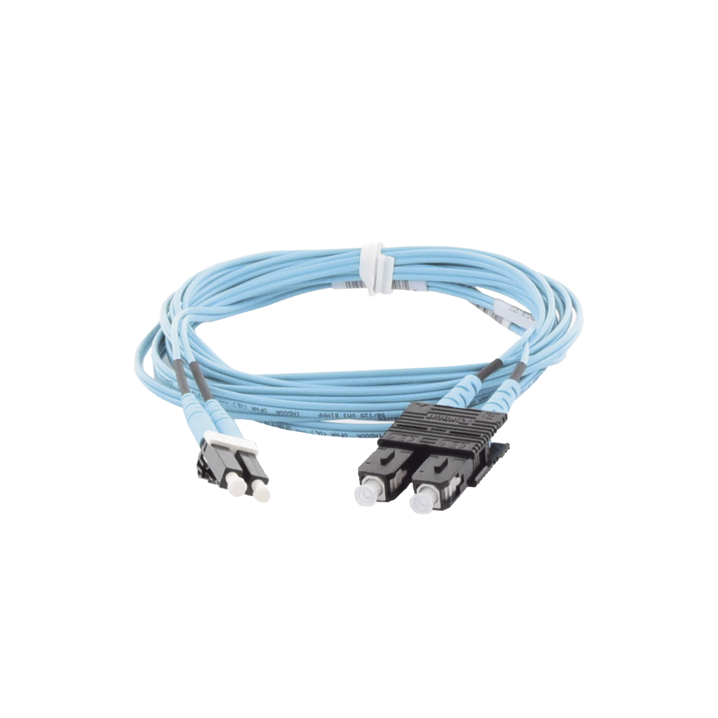 FX2ERLNSNSNM003 - Jumper de Fibra Optica Multimodo 50/125 OM3, LC-SC Duplex, OFNR (Riser), Color Aqua, 3 Metros (9.84 Pies)