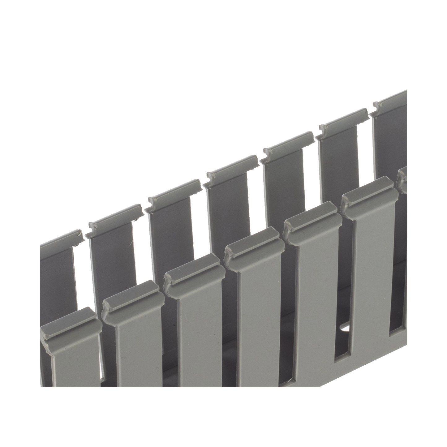 G3X3LG6 - Canaleta Ranurada de PVC sin Tapa, Tipo G, 3.25 in de Ancho, 3.12 in de Alto y 1828.8 mm de Largo, Color Gris