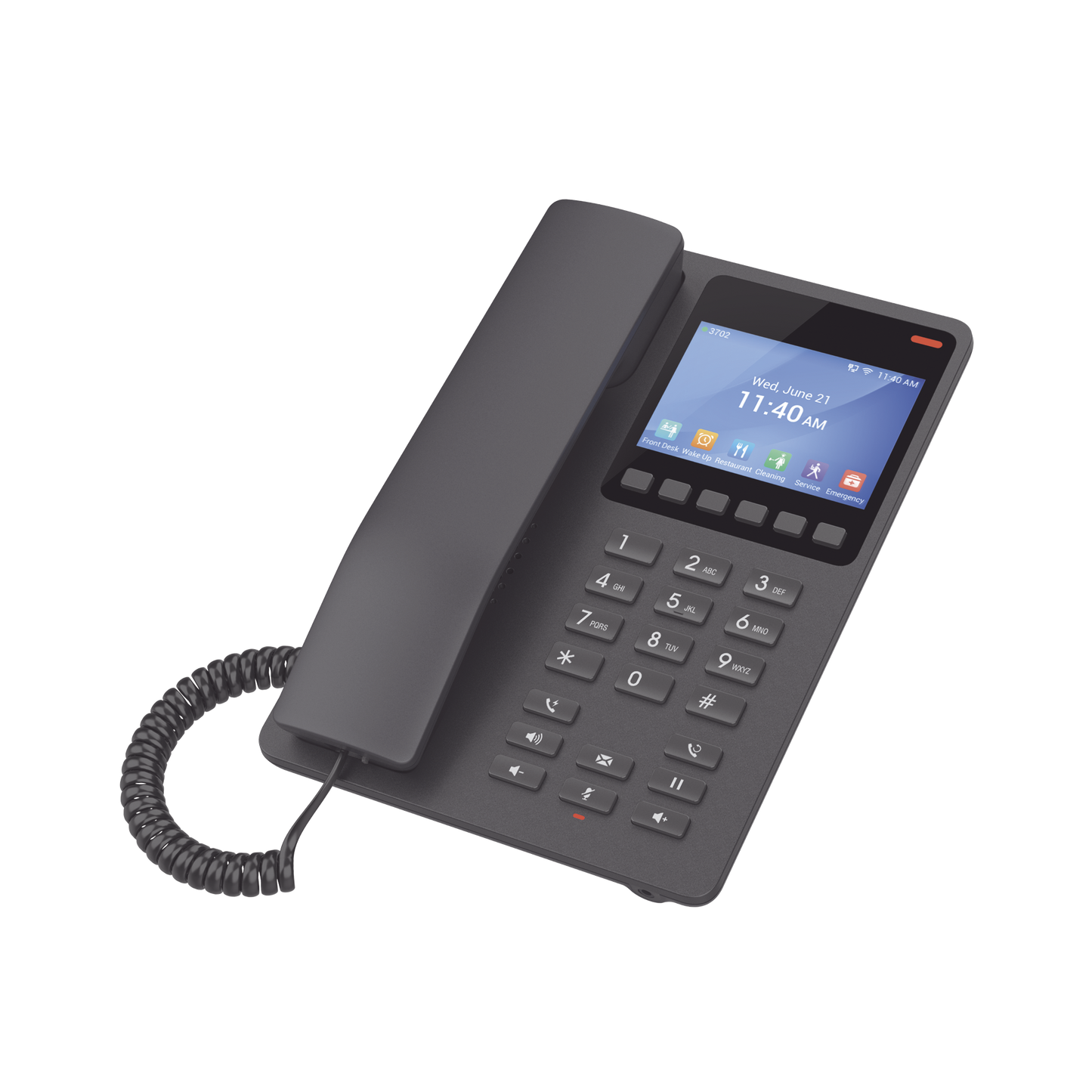 GHP631W - Teléfono IP WiFi Hotelero con pantalla LCD a color, 2 líneas SIP con 2 cuentas, codec Opus, IPV4/IPV6, color negro, con gestión en la nube GDMS