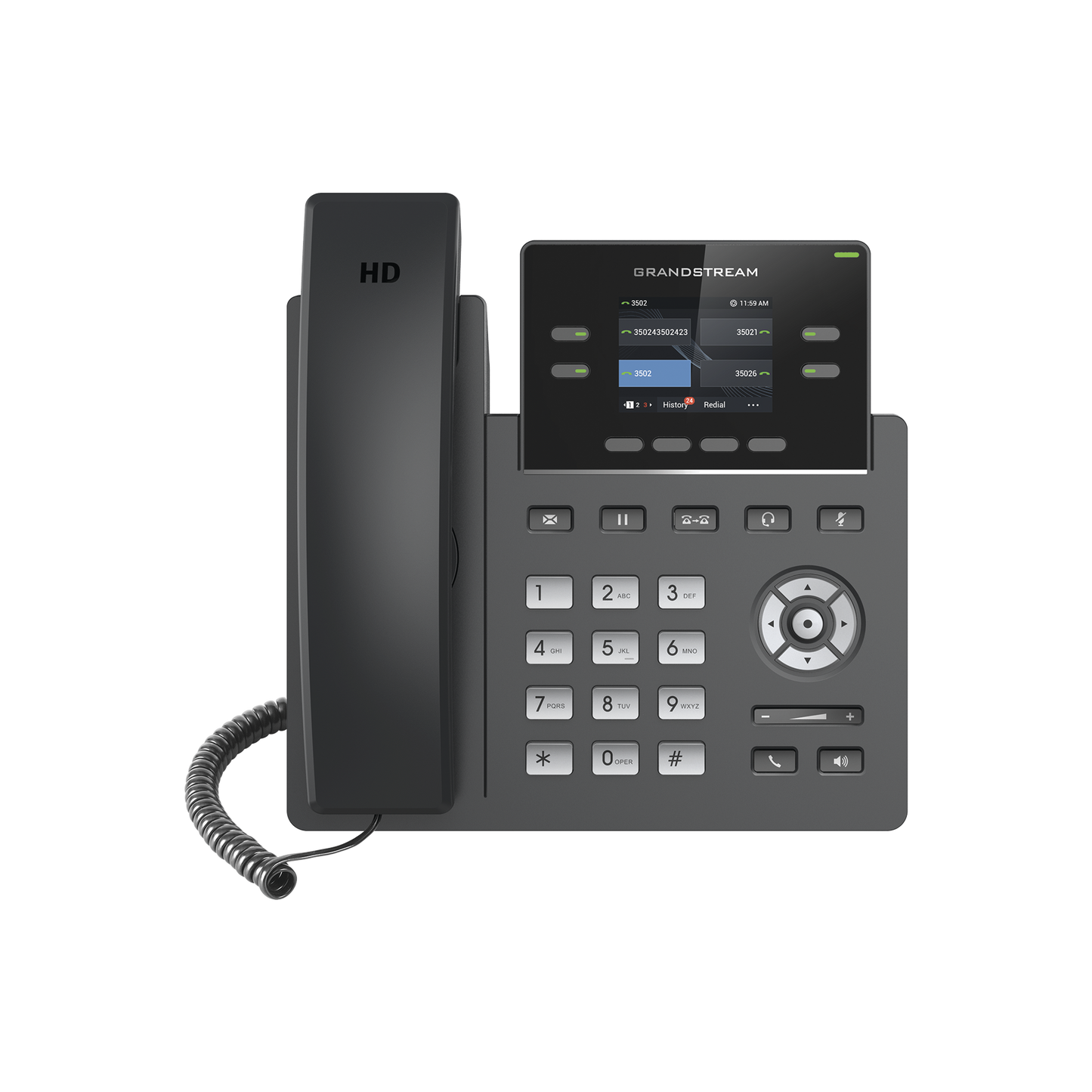 GRP-2612 Teléfono IP Grado Operador, 4 líneas SIP con 2 cuentas, pantalla a color 2.4, codec Opus, IPV4/IPV6 con gestión en la nube GDMS