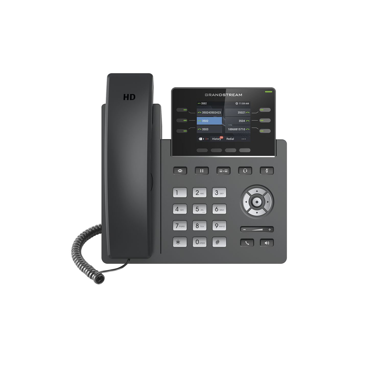GRP-2613 Teléfono IP Grado Operador, 3 líneas SIP con 6 cuentas, puertos Gigabit,PoE, pantalla a color 2.4, codec Opus, IPV4/IPV6 con gestión en la nube GDMS