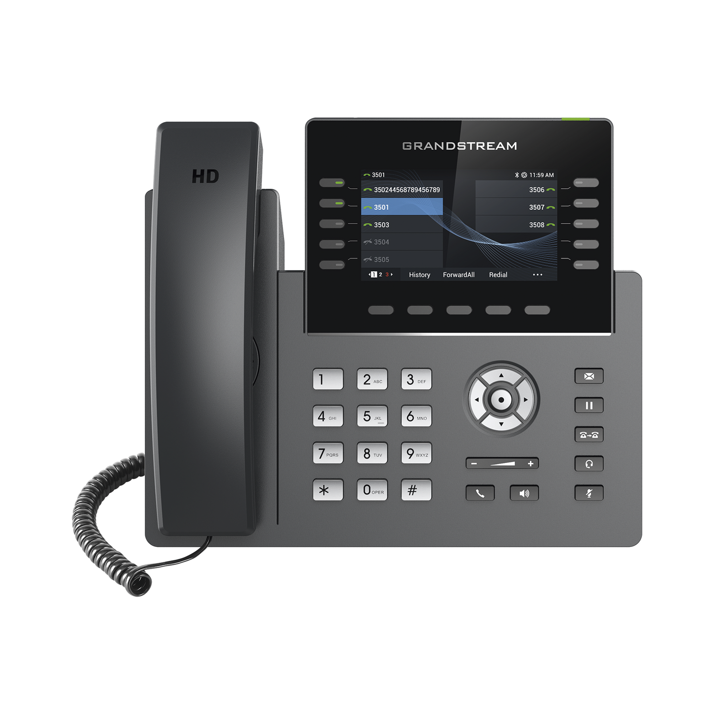 GRP-2615 - Teléfono IP Wi-Fi, Grado Operador, 10 líneas SIP con 5 cuentas, pantalla a color 4.3", puertos Gigabit, Bluetooth, PoE, codec Opus, IPV4/IPV6 con gestión en la nube GDMS