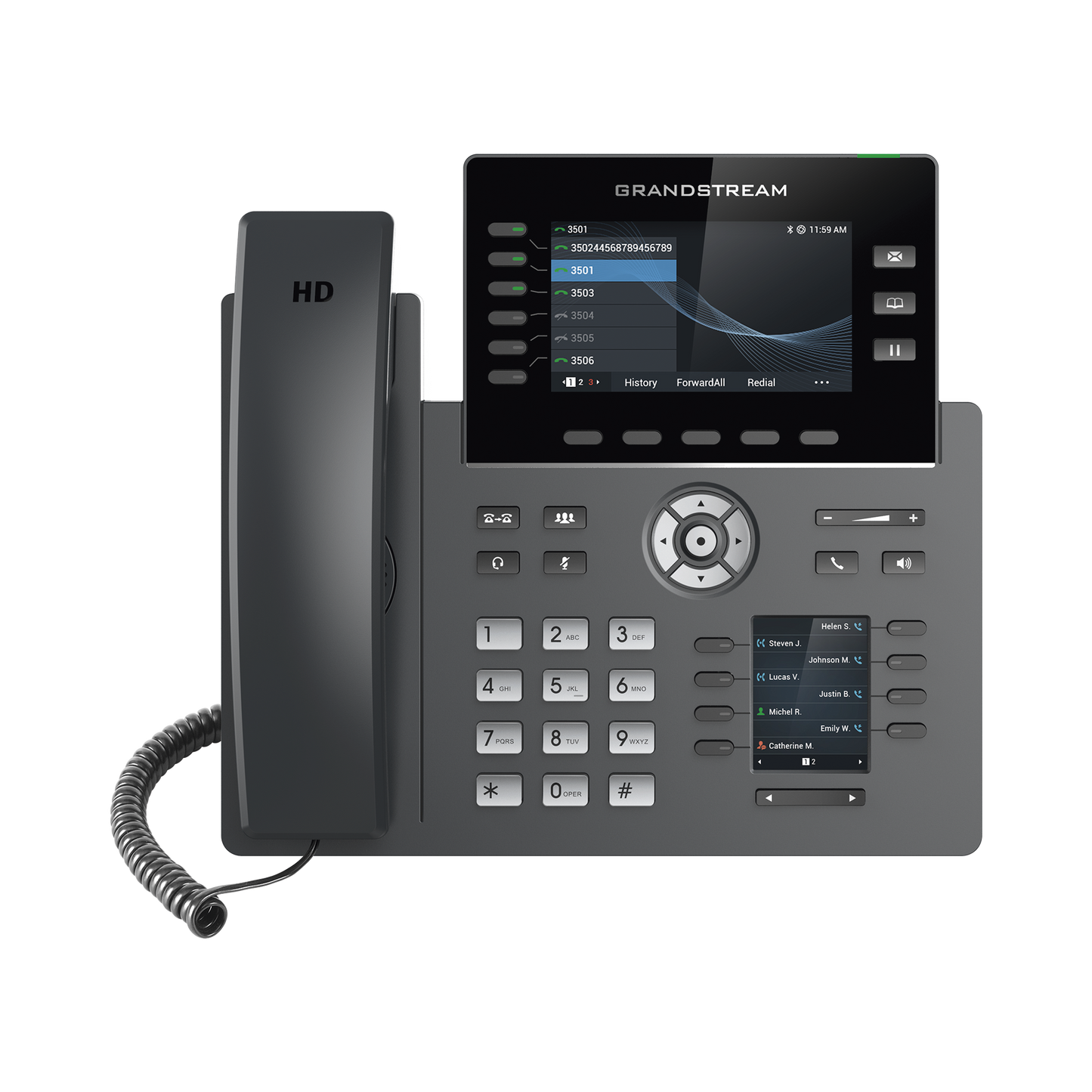 GRP-2616 - Teléfono IP Wi-Fi, Grado Operador, 6 líneas SIP con 6 cuentas, pantalla a color 4.3", puertos Gigabit, Bluetooth, PoE, codec Opus, IPV4/IPV6 con gestión en la nube GDMS