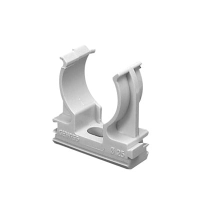 GW-50-603 - Soporte de presión (Abrazadera), PVC Auto-extinguible, abierto para tubería de 25 mm