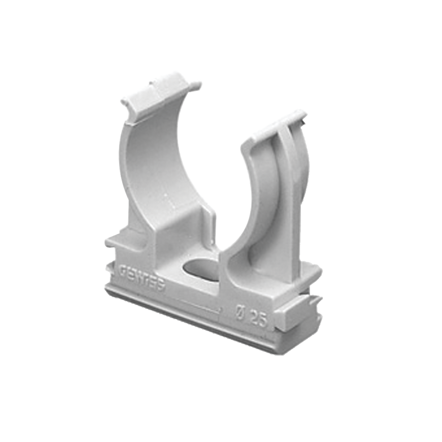 GW-50-629 - Soporte de presión (Abrazadera), PVC Auto-extinguible, abierto para tubería de 50 mm