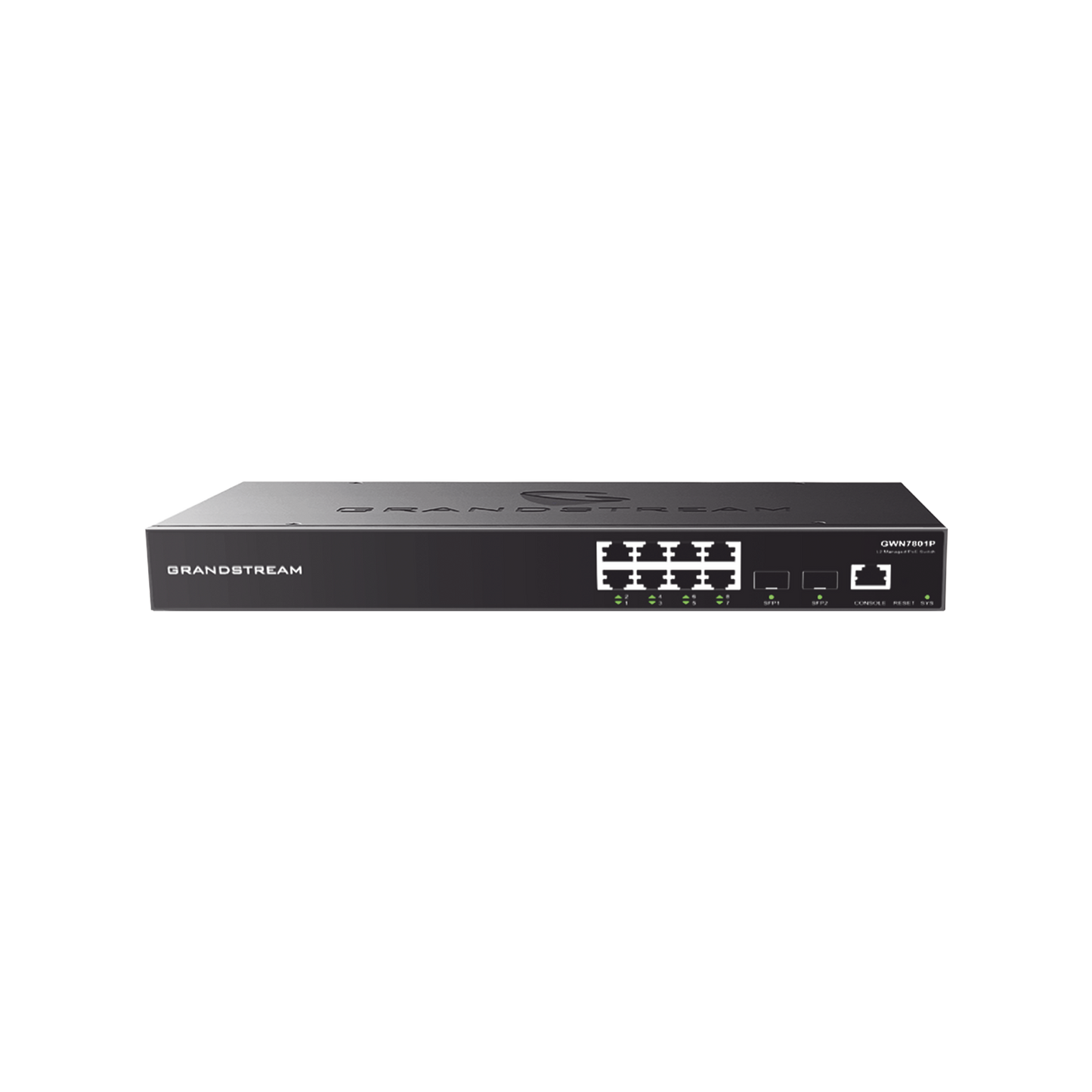 GWN7801P - Switch PoE+ Gigabit Administrable / 8 puertos 10/100/1000 Mbps + 2 Puertos SFP Uplink / Hasta 120W / Compatible con GWN Cloud.
