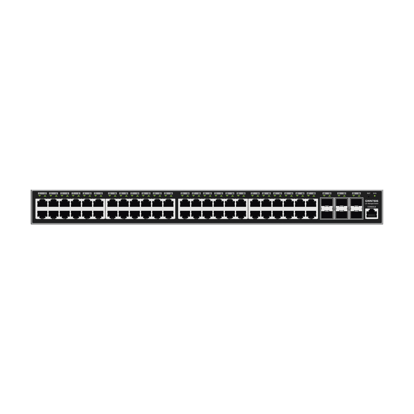 GWN7806 - Switch Gigabit Administrable / 48 puertos 10/100/1000 Mbps + 6 Puertos SFP+ / Compatible con GWN Cloud.