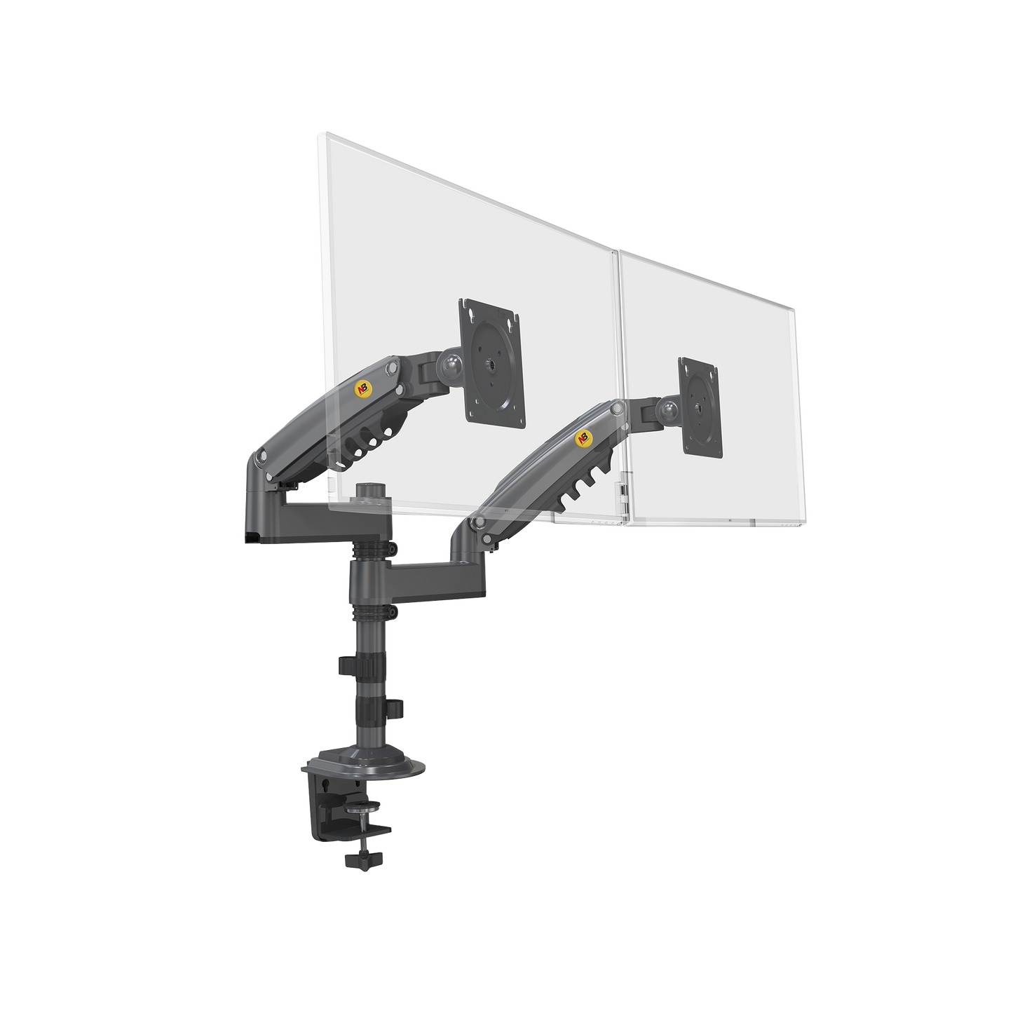 H180GNB - Montaje de Escritorio articulado para 2 monitores de 17 a 27" / Soporta hasta 9kg por monitor / Vesa 75 x 75 / 100 x 100 / Acero / Rotación: 360°