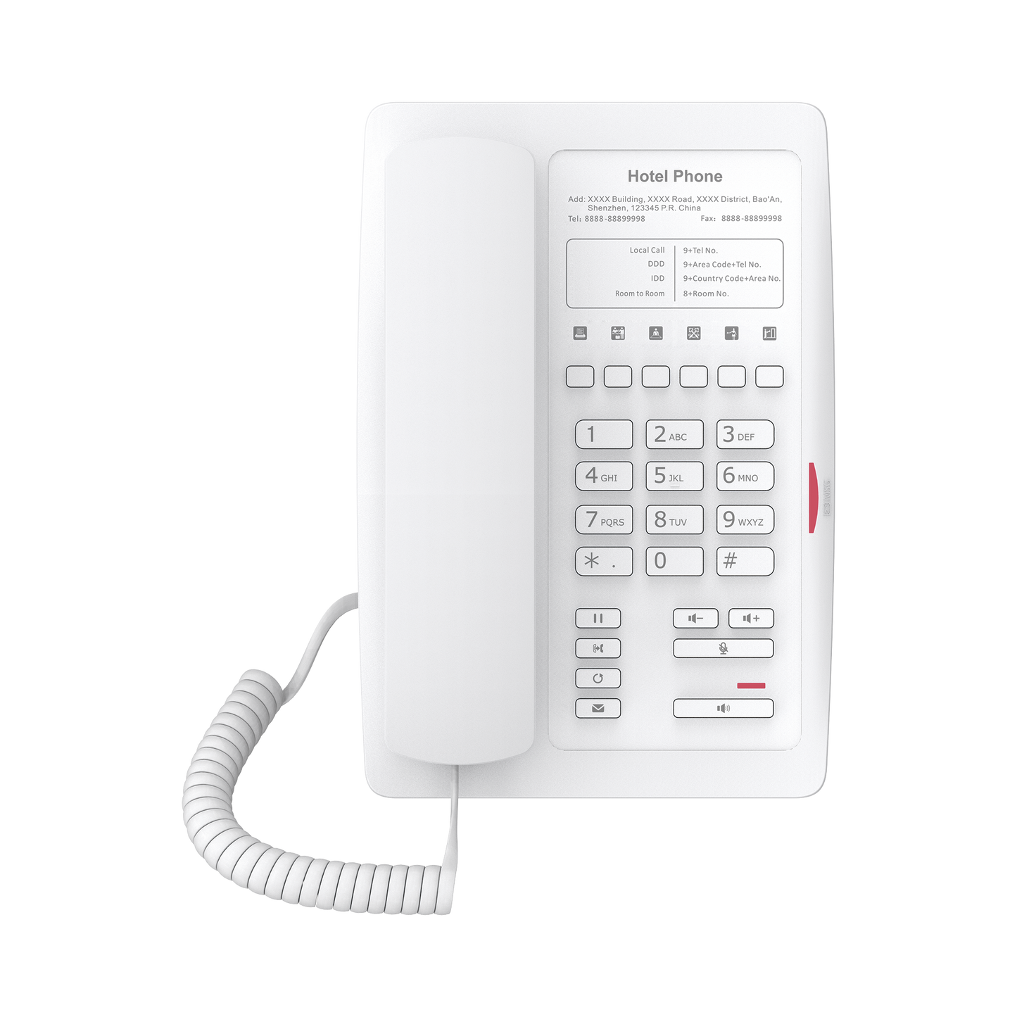 H3WW Teléfono IP WiFi para Hotelería, profesional con 6 teclas programables para servicio rápido (Hotline), plantilla personalizable con PoE