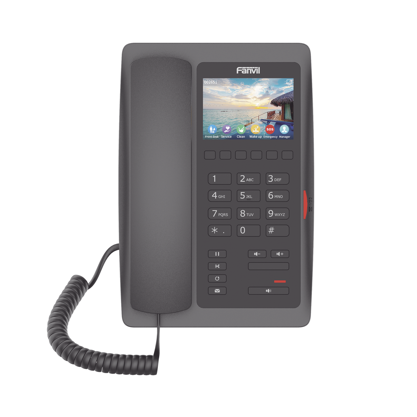 H5WB - (H5W Color Negro)Teléfono IP WiFi para Hotelería, profesional de gama alta con pantalla LCD de 3.5 pulgadas a color, 6 teclas programables para servicio rápido (Hotline) PoE