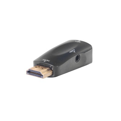 HDMI-VGA - Adaptador (Convertidor) HDMI a VGA / HDMI Macho a VGA Hembra / Resolución 1920x1080 @ 60Hz / Adaptador de Audio de 3.5 mm / Chapado en Níquel