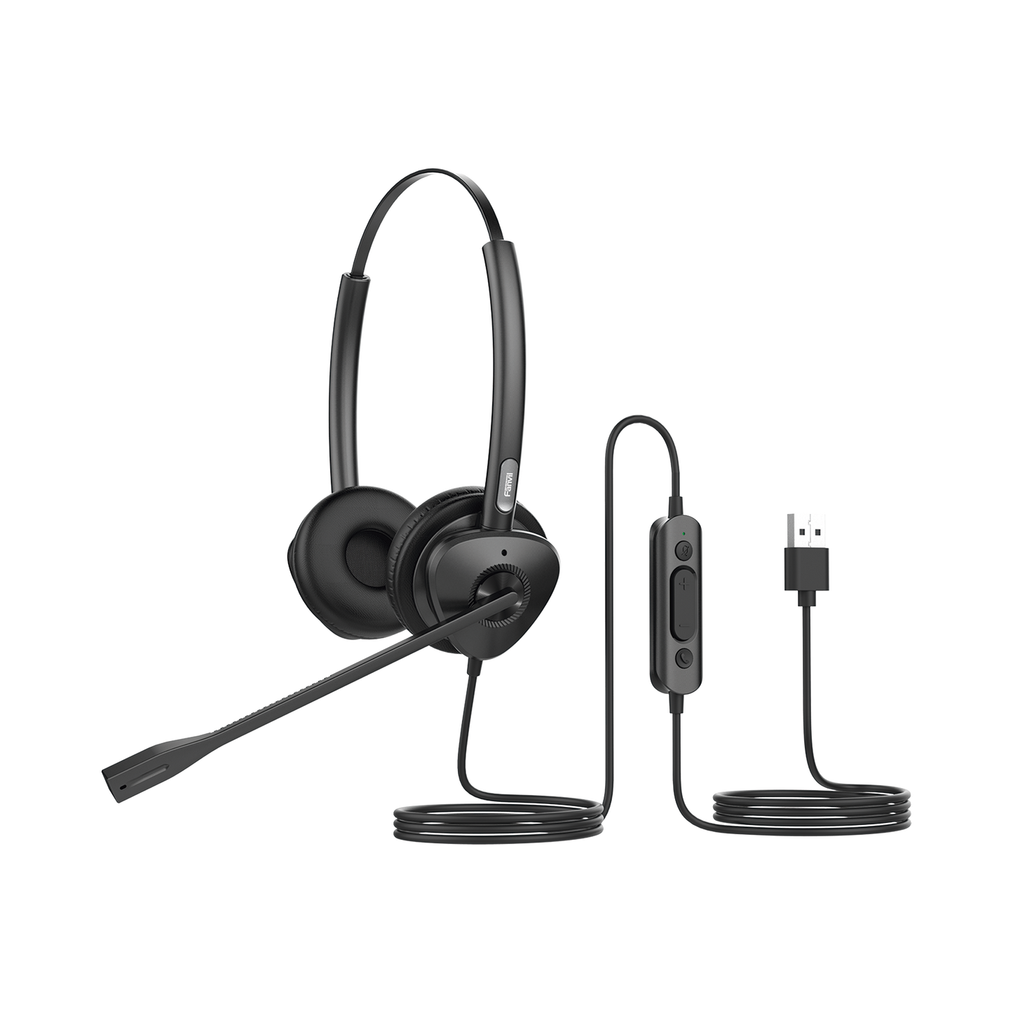 HT302U - Diadema binaudal (duo) con tecnología antishock para teléfonos IP FANVIL USB con micrófono de cancelación de ruido, larga durabilidad