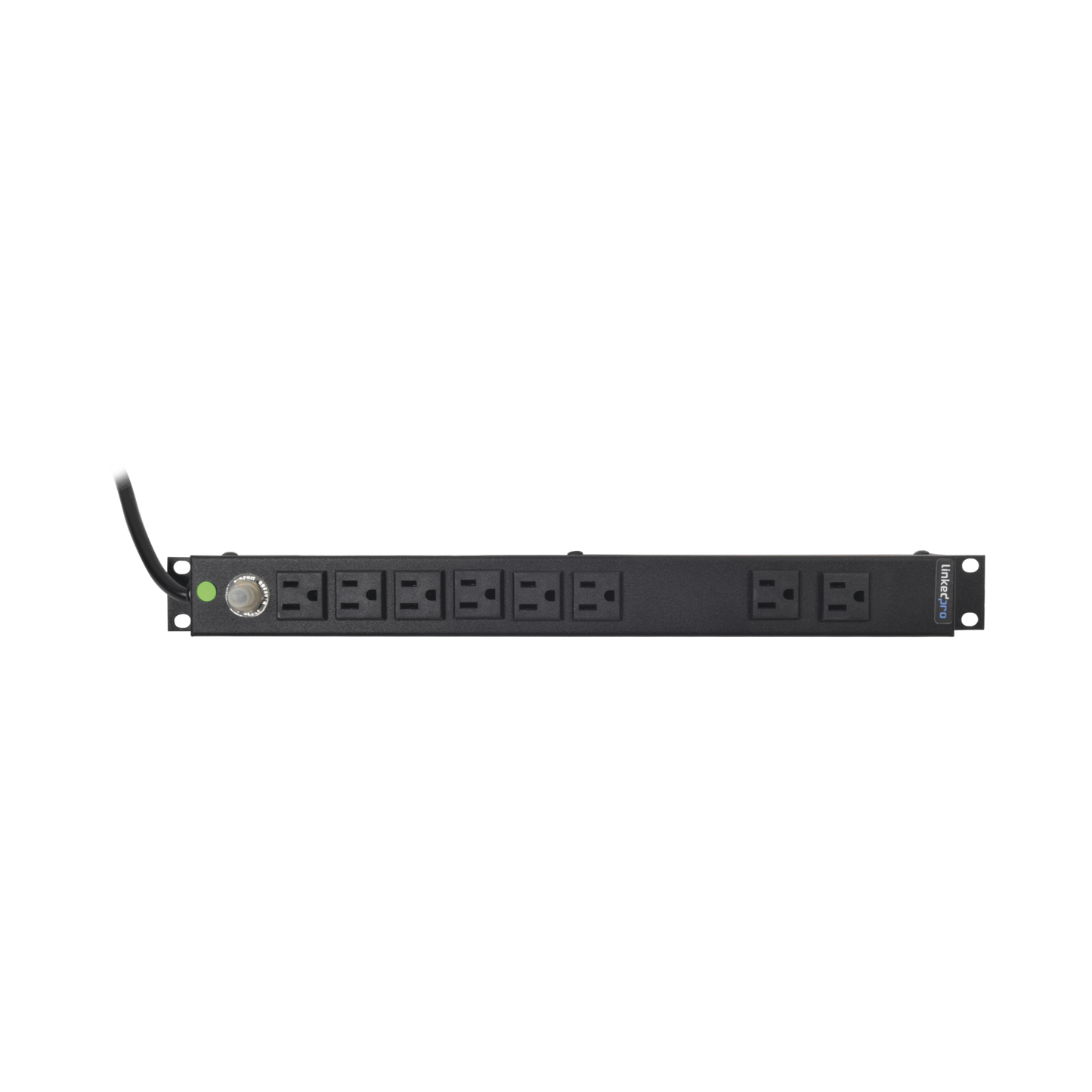 HTCM-1U Tomacorriente Horizontal (PDU) de 8 Contactos (NEMA 5-15R) Rack 19 1UR. Voltaje Entrada/Salida: 120Vca/15A