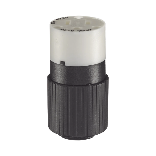 HUB-BRY-5269-NC Conector de 15 A 125 V CA/ 2 Polos 3 Hilos/ Grado Industrial/ Color  Blanco y Negro/ NEMA 5-15R.