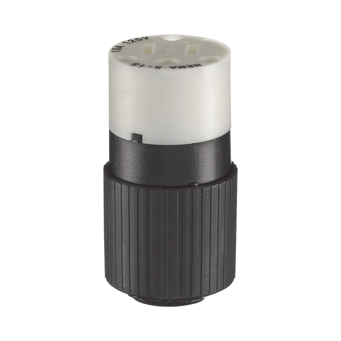 HUB-BRY-5269-NC - Conector de 15 A 125 V CA/ 2 Polos 3 Hilos/ Grado Industrial/ Color Blanco y Negro/ NEMA 5-15R.