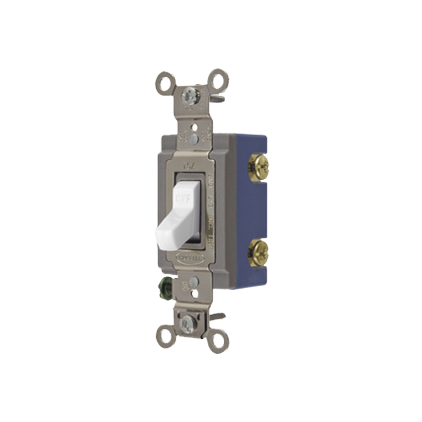 HUB-HBL-1201-W - Interruptor de Palanca 15 A 120-277 V CA/ Unipolar / Grado Industrial/ Uso Extra Pesado / Cableado Lateral y Posterior / Color Blanco.