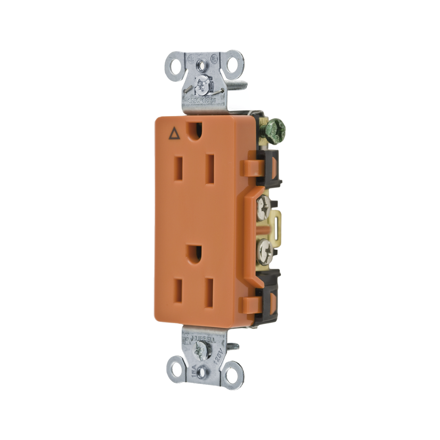 HUB-IG15DR - Contacto Dúplex Conexión a Tierra Aislada/ 15A 125V/ 2 polos 3 Hilos/ Nema 5-15R /Grado Comercial Decorativo/ Color Naranja.