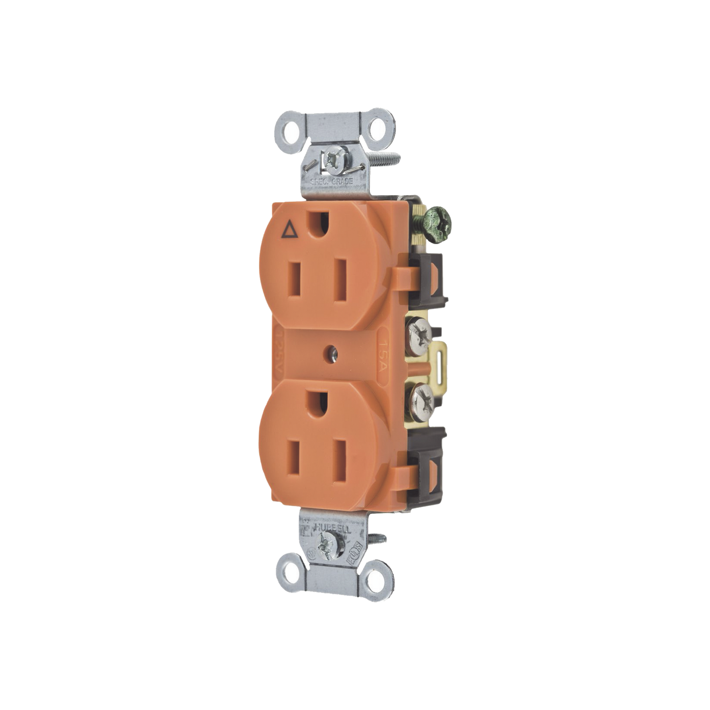 HUB-IG-5252 - Contacto Dúplex Conexión a Tierra Aislada/ 15A 125V/ 2 polos 3 Hilos/ Nema 5-15R /Grado Comercial/ Color Naranja.