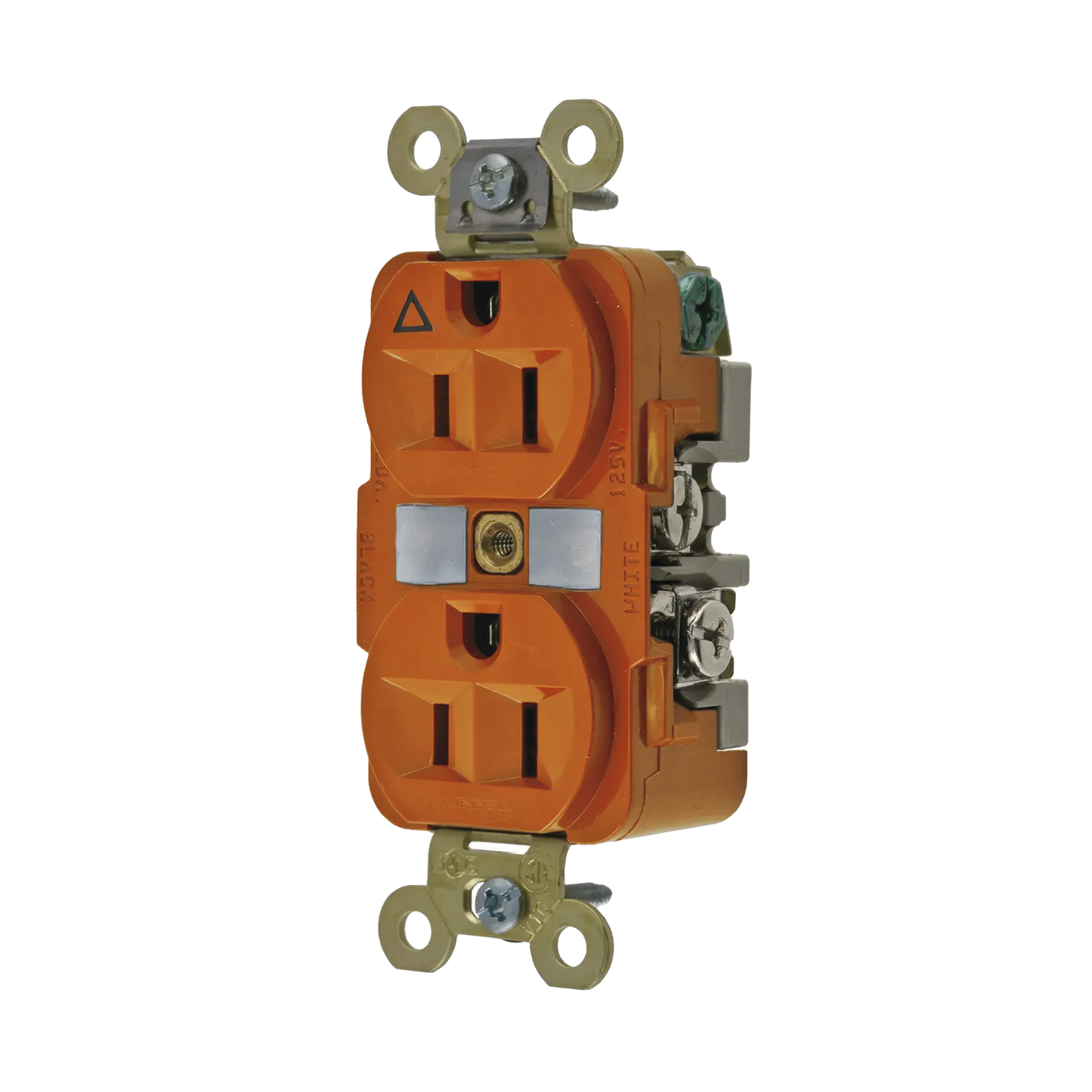 HUB-IG5262 - Contacto Dúplex Conexión a Tierra Aislada 15A 125V/ 2 Polos 3 Hilos/ Color Naranja/ Nema 5-15R/ Grado Industrial.