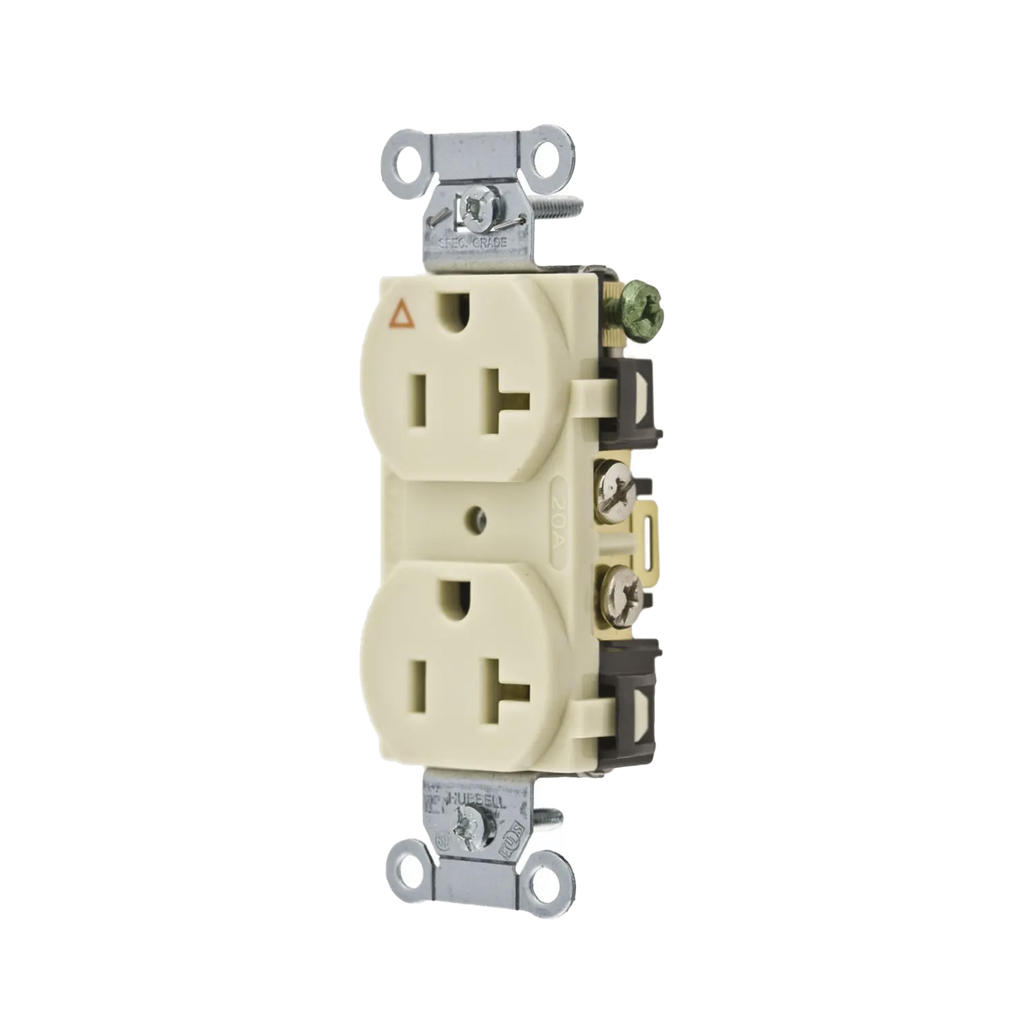 HUB-IG5352I - Contacto Dúplex Conexión a Tierra Aislada/ 20 A 125 V/ 2 polos 3 Hilos/ Color Marfil/ Nema 5- 20R/ Grado Comercial.