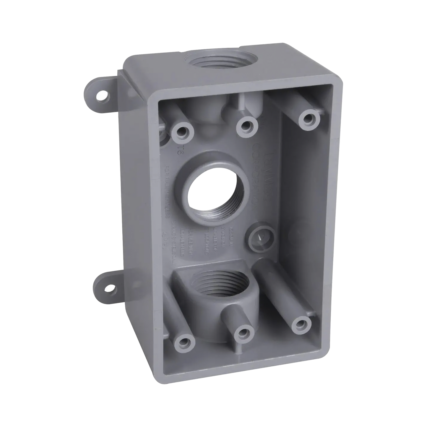 HUB-PSB-37550-GY - Caja Impermeable de 1 Gang / Profundidad de 2 Pulgadas (5.08 cm) / Cuenta con 3 Salidas Roscadas para Tuber�a de 1/2 � 3/4 / Color Gris