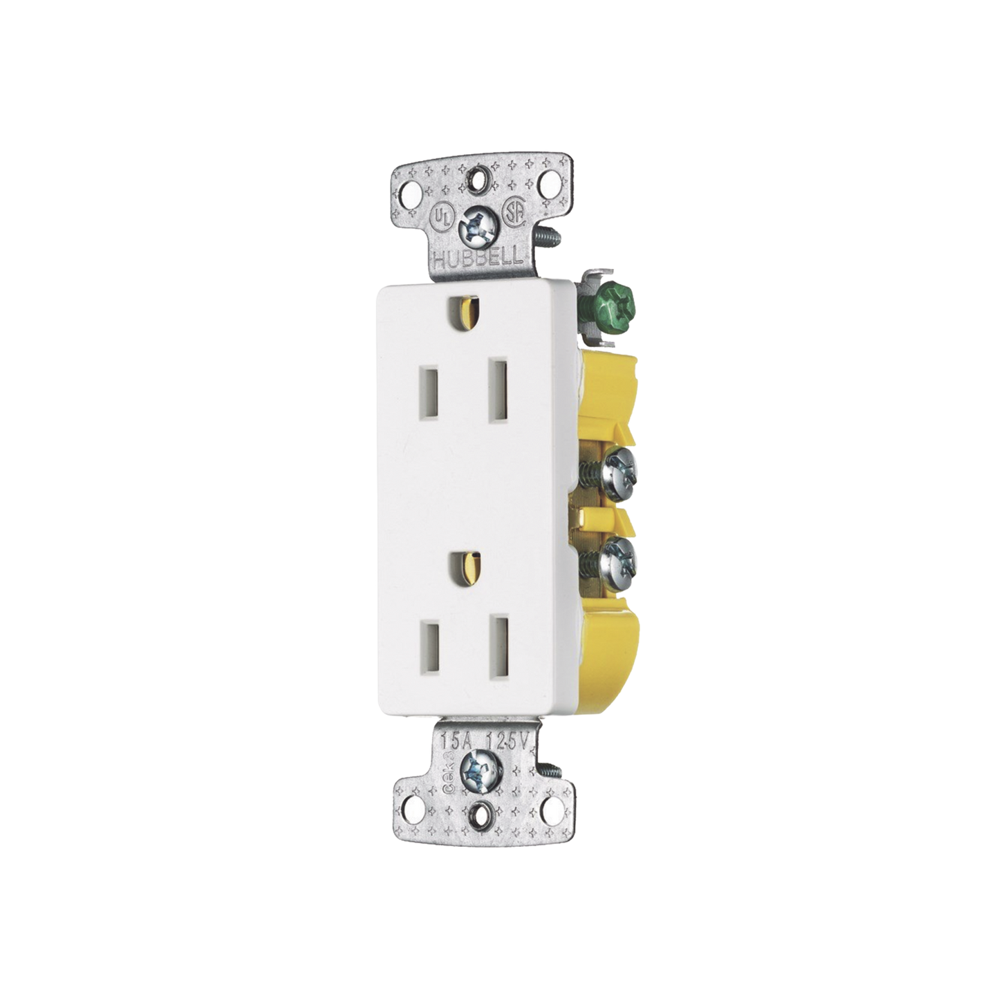 HUB-RRD15W - Contacto Duplex Decorador 15A 125V, 2 Polos, 3 Hilos, Color Blanco (Nema5-15R).