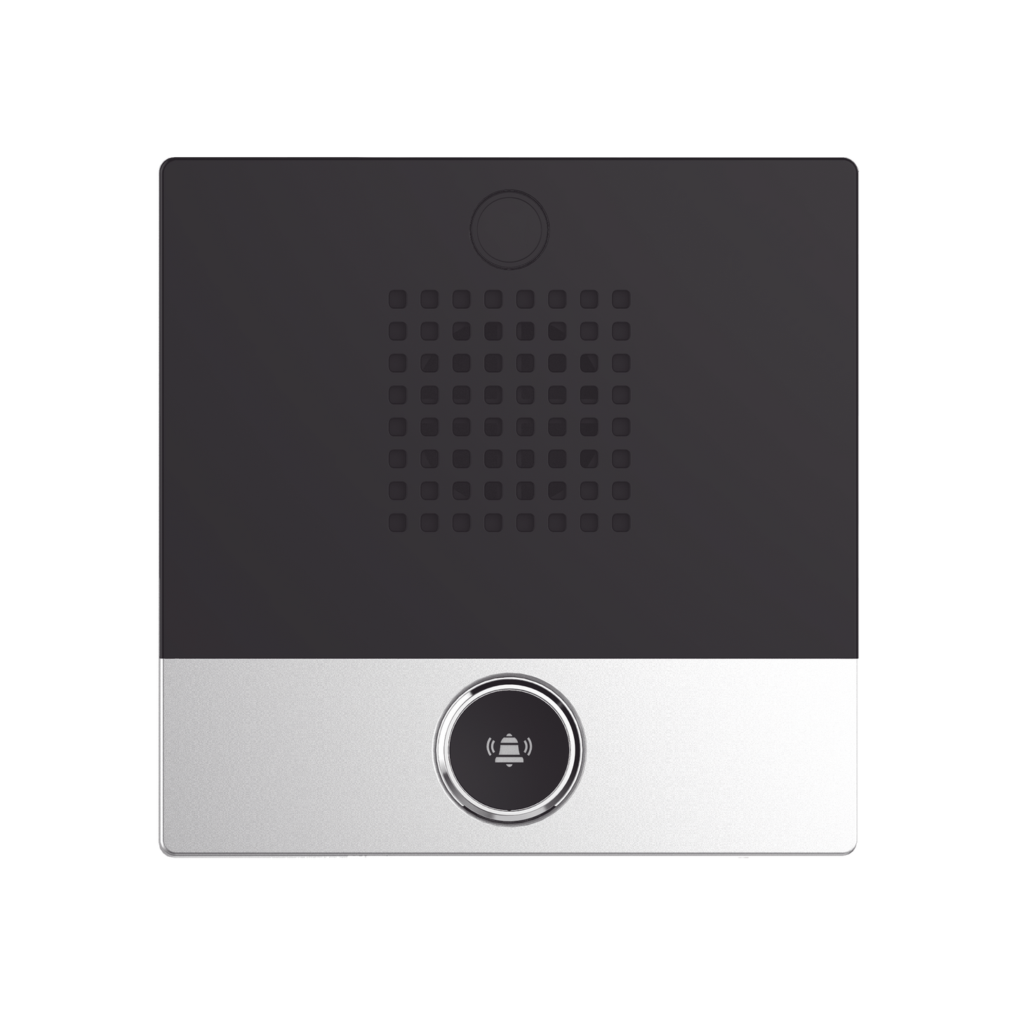 I10S - Mini Intercomunicador para hotelería y hospitales, con diseño elegante, PoE, 1 botón, 1 relevador integrado de salida y entrada.