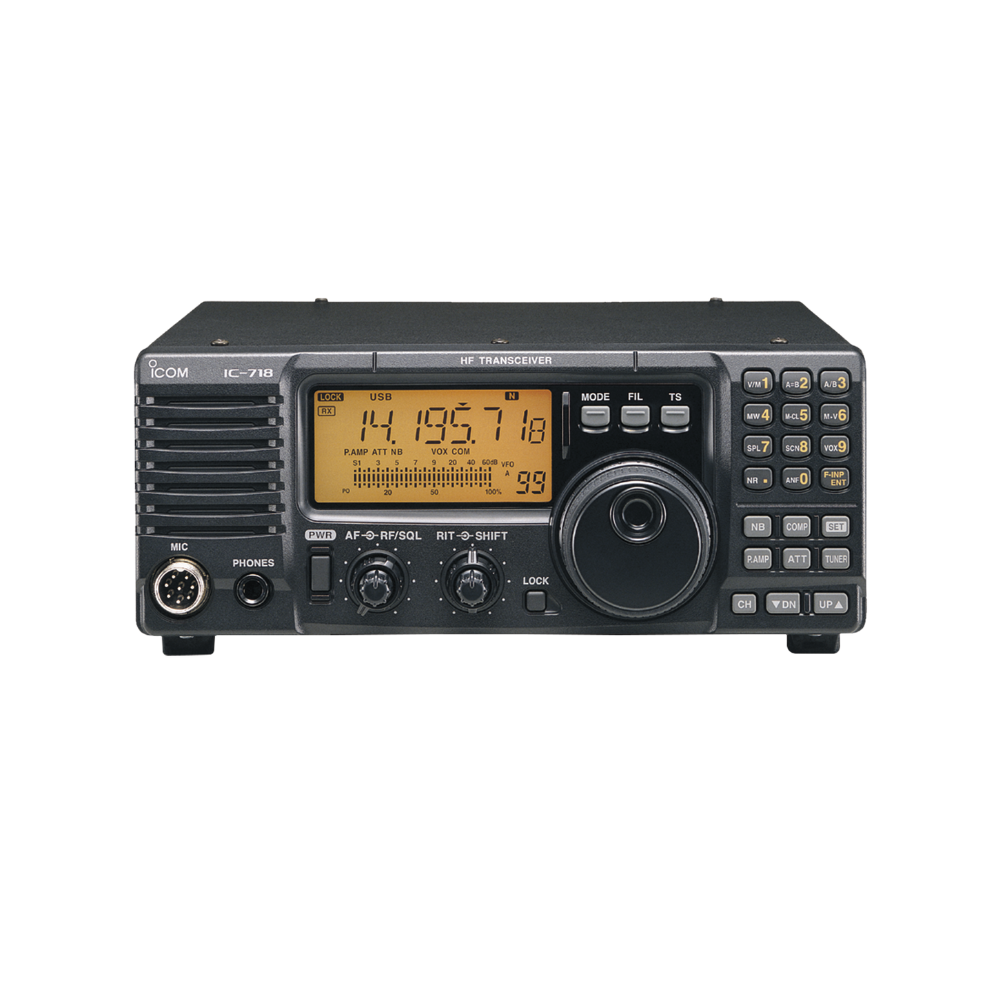 IC718E - Radio base HF para Radio aficionados 100W SSB, 40W AM, 101 canales.