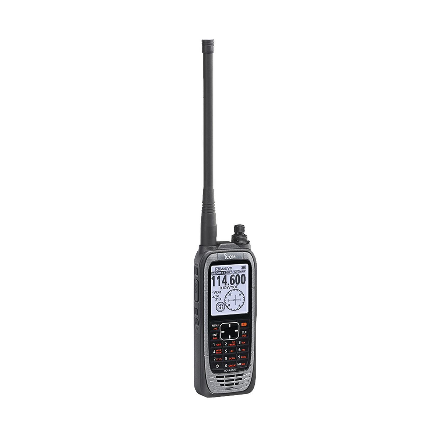 IC-A25N - Radio portátil aéreo VHF con display de 2.3 pulgadas y teclado, 6W (PEP) de potencia, navegación, bluetooth y GPS, batería, cargador, antena y clip incluidos