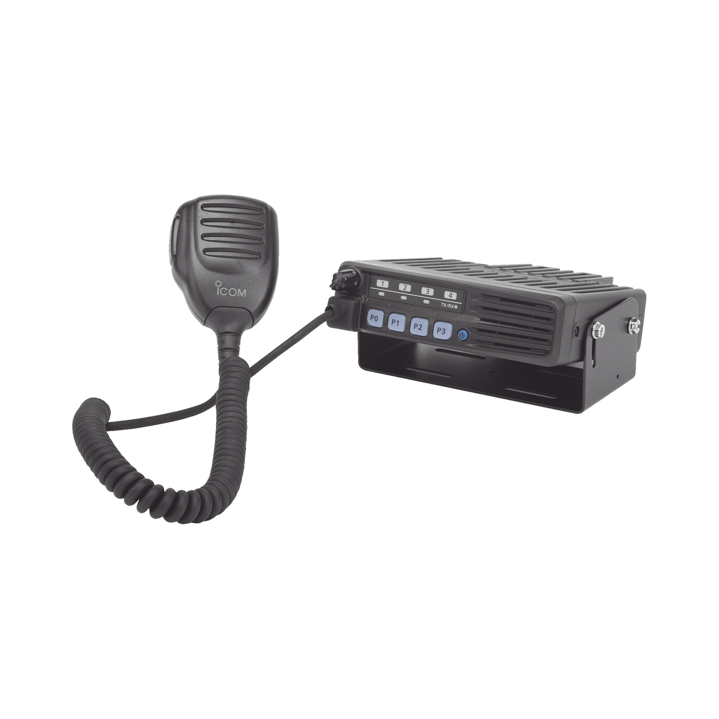 ICF6013H - Radio Móvil Analógico en rango de frecuencia 400-470 MHz, 50 W de potencia de RF. Incluye micrófono, cable de corriente y bracket.