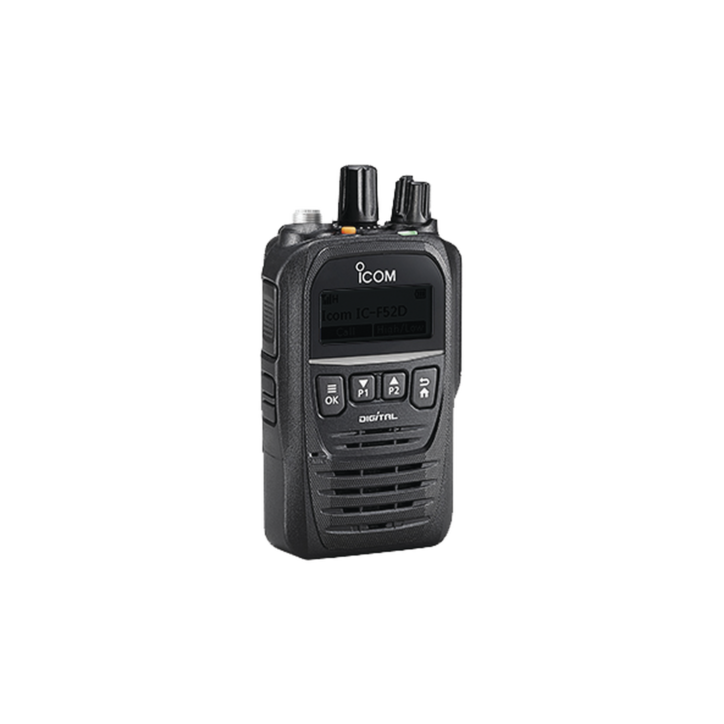 Radio digital NXDN con pantalla IS, en banda de UHF, rango de frecuencia 400-470MHz, con 512 canales, sumergible IP67, bluethooth, grabador de voz.