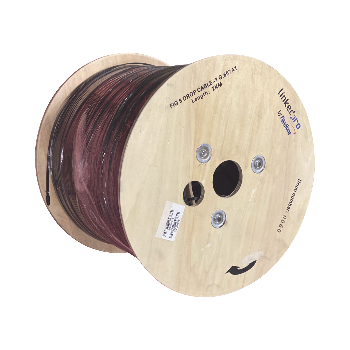 IC-FIG8A1-1C/2KM Carrete de 2 km de Fibra Óptica Aérea Mini Figura 8 G.657A1 tipo Drop, Monomodo de 1 Hilo (unifibra), Color Negro, Span 80