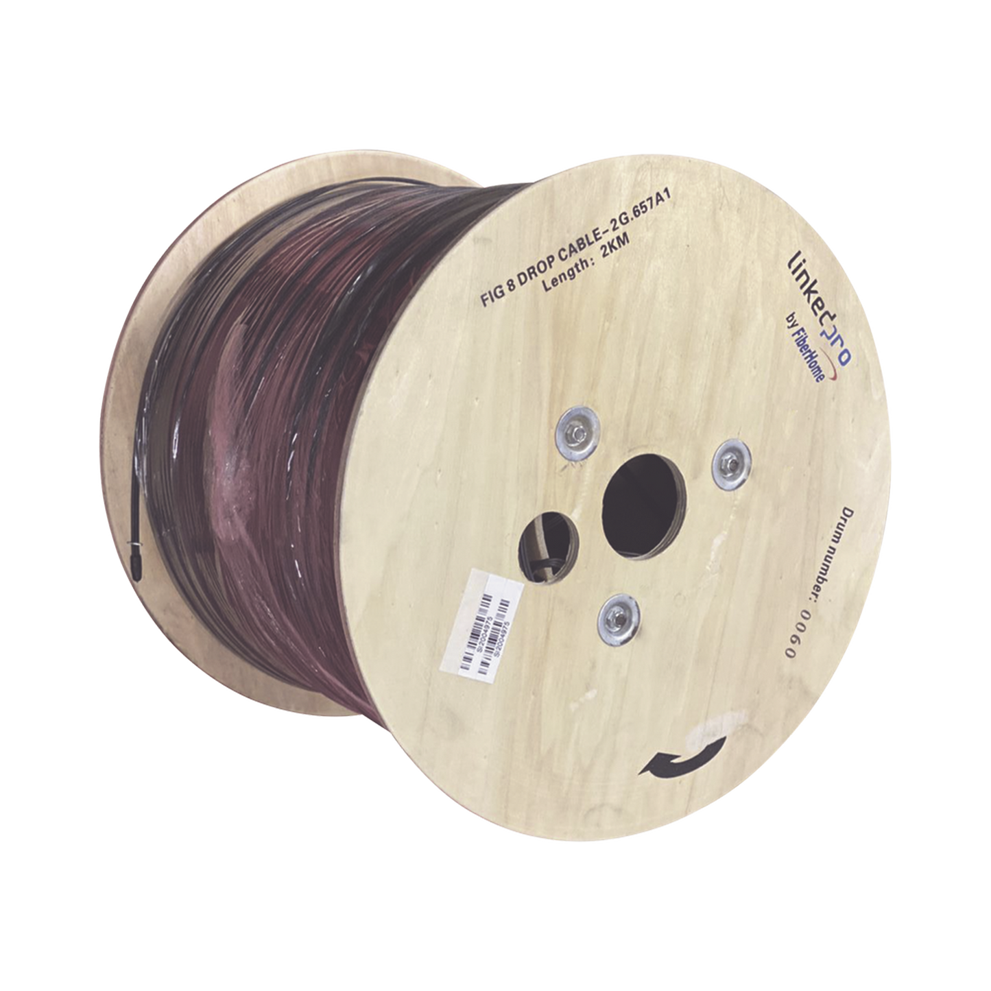 IC-FIG8A1-2C/2KM Carrete de 2 km de Fibra Óptica Aérea Mini Figura 8 G.657A1 tipo Drop, Monomodo de 2 Hilos (bifibra), Color Negro, Span 80