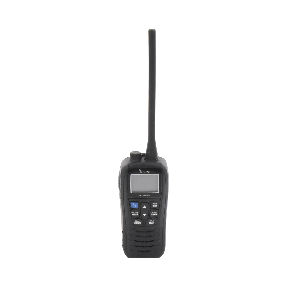 IC-M25BLK - Radio portátil marino color negro, 5 W de potencia RF, 0.5 W de salida de audio, flotante, sumergible IPX7, Tx: 156.025-157.425MHz, Rx: 156.050-163.275MHz , incluye batería de 1500mAh, cargador, antena clip y correa de mano