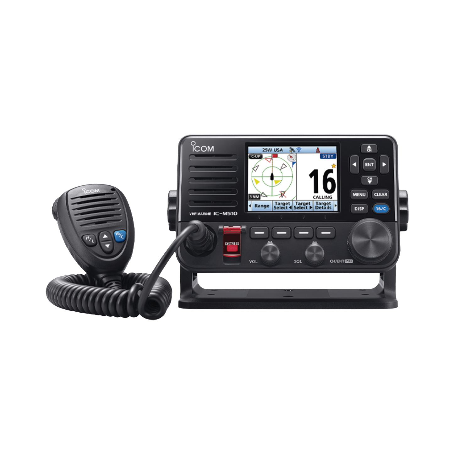 ICM510EVO - Radio móvil marino VHF clase D, con pantalla a color de 3.5" con conector puerto NMEA 2000