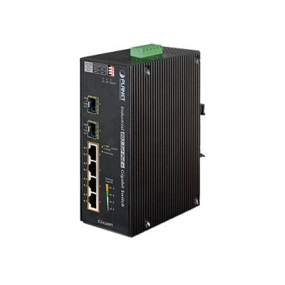 IGS-624HPT - Switch PoE Industrial No Administrable de 4 Puertos PoE 10/100/1000T 802.3at, 2 Puertos SFP 10/1000X