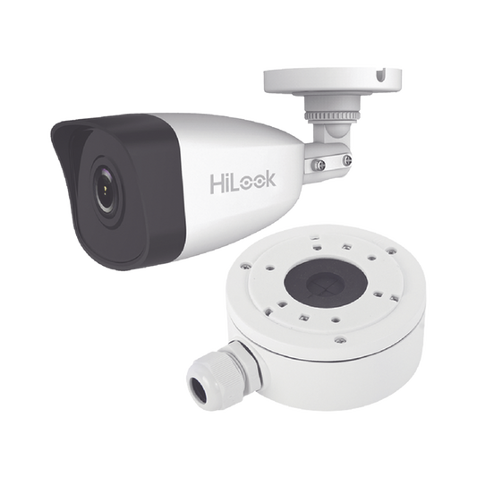 HiLook Series / Bala IP 4 Megapixel / 30 mts IR / Exterior IP67 / PoE / dWDR / Lente 2.8 mm + Caja de conexión DS-1280ZJ-XS