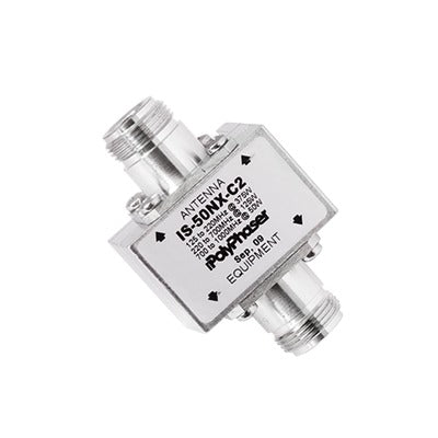 IS-50NX-C2 - Protector Coaxial RF de CD Para 125 - 1000 MHz Con Ceja lateral y Conectores N Hembra en Ambos Lados, 50 Ω