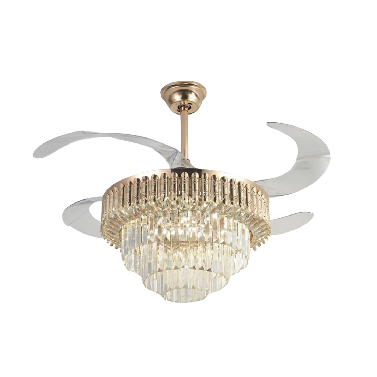 JLV-042 - Ventilador de Techo con Luminario LED de 110 V CA 50/60 Hz / 88 W /4500 Lm / 6500 - 4 000 - 2 700 K /3 Tonos de Luz / 1075 mm / 6 Velocidades /No Dimeable.