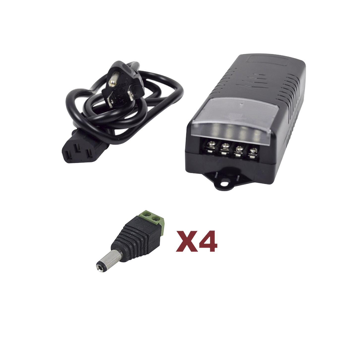 K2-PS12DC4C Kit con fuente EPCOM con salida de 12 Vcc a 5 Amper con 4 salidas / Incluye conectores JR52