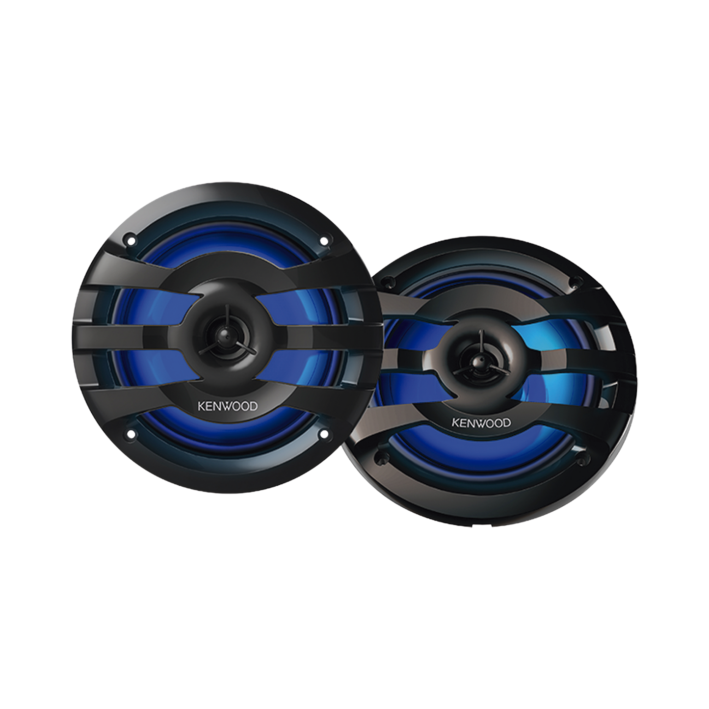 KFC1673MRBL - Par de altavoces fabricados en grado marinos en rejilla color negro de 6.5" con iluminación led, potencia máxima de 260 W