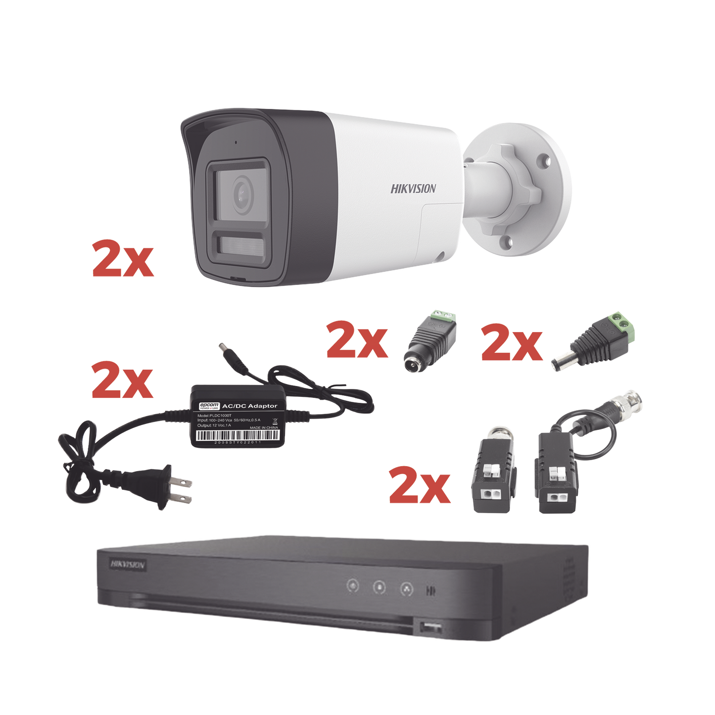 KH-1080P-2B-TWA - Kit Audio Bidireccional TurboHD 1080p / DVR 4 Canales / 2 Cámaras Bala (Exterior) con Bocina y Microfóno Integrado / 2 Fuentes de Poder / Accesorios