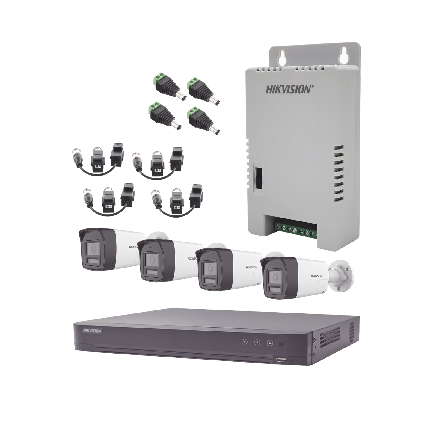 KH-4K-4B-TWA - Kit Audio Bidireccional TurboHD 4K-3K / DVR 4 Canales 4K / 4 Cámaras Bala (Exterior) con Bocina y Microfóno Integrado 3K / 1 Fuentes de Poder / Accesorios