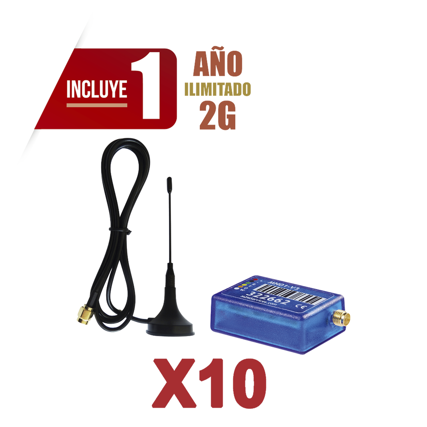 KIT10MINI012G - KIt de 10 Comunicadores de Alarma MINI012G con Antena 2G / Incluyen 1 Año de Cobertura / Aplicación Gratuita / Cero Configuración / Compatible Honeywell/DSC/CROW/PIMA