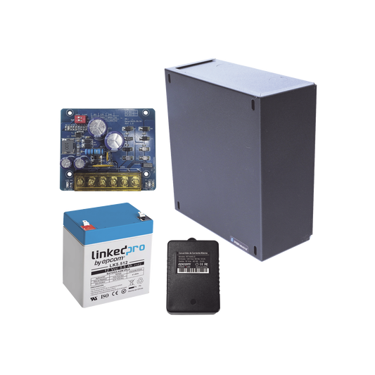 KIT16B2LK5 Kit con fuente PLB2 con salida de 12 Vcc a 2.5 Amper, incluye transformador y batería de 12 V a 5.5 Amper