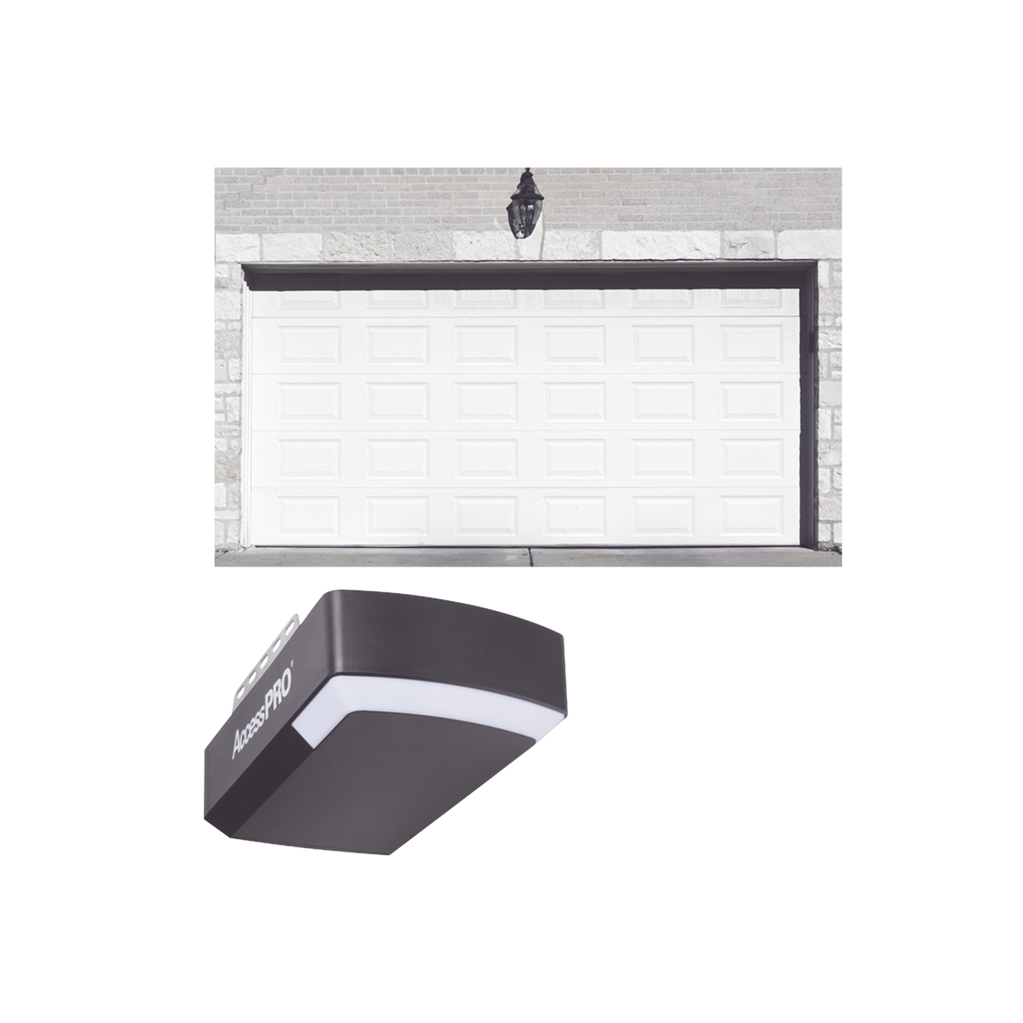 KITGAR208SC KIT COMPLETO Puerta GARAGE208SC / Cuadro Corto / Color blanco / Insulada / Incluye Motor FS1000APPRT / 1/2HP / Fuerte/Silencioso/Luz LED/Motor DC .