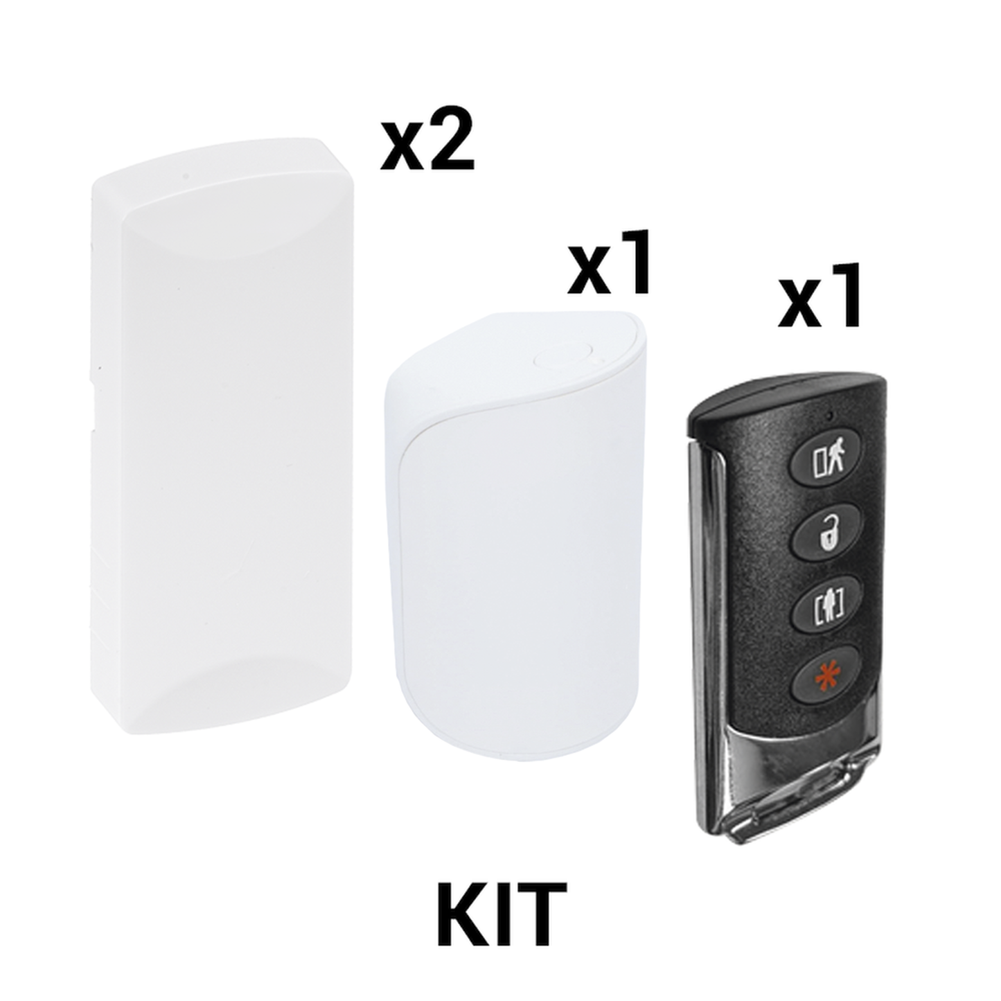 KIT-RF-SFIRE-2 - KIT Básico Sensores Inalámbricos - Incluye 2 Contactos Magnéticos, 1 PIR y 1 Llavero - Compatibles con Honeywell y PRO4GEN2